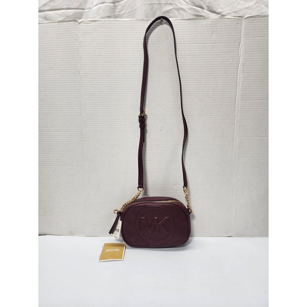 Michael Kors Brynn  Pebbled Merlot  Leather Crossbody
